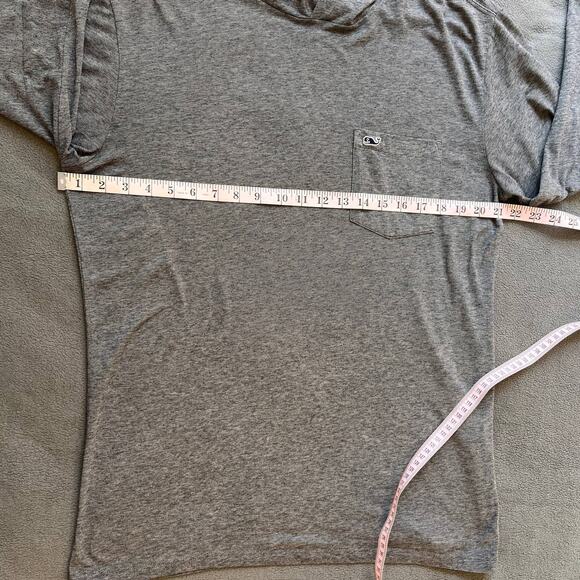 Vineyard Vines Edgartown T-Shirt Hoodie Mens Small Gray Striped Lightweight - Picture 3 of 7